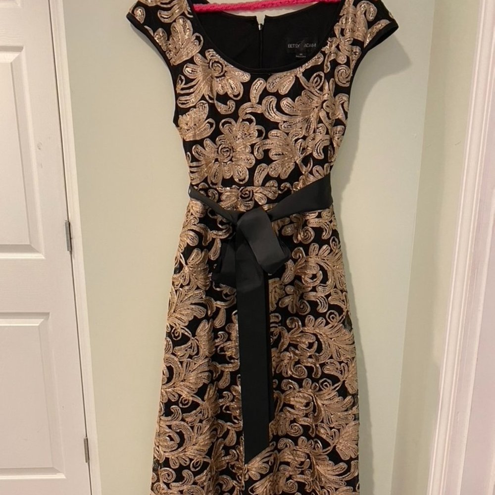 Embroidered Gold and Black formal dress